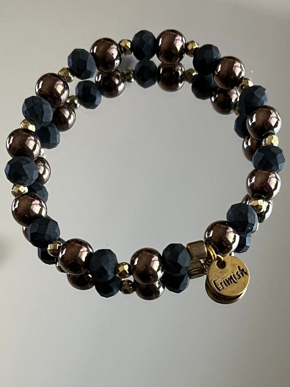 Erimish Small Neutral Faceted Stone Quartz Beaded Stretch Bracelet Stackable